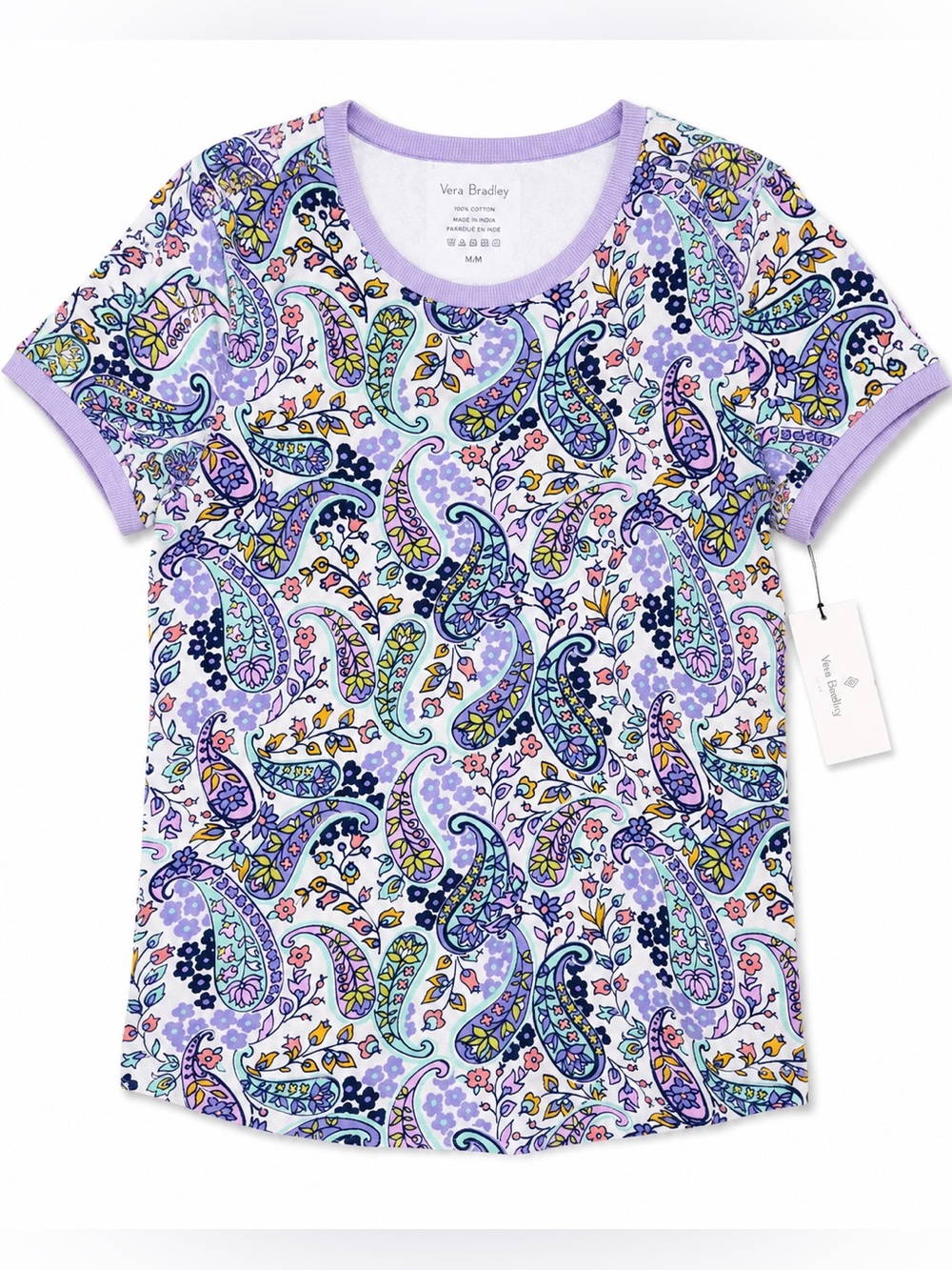 NWT Vera Bradley Maddalena Paisley Ribbed Pajama Sleep Tee Cottagecore M
